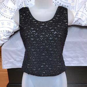 Vintage Women's Sleeveless Black Lace Top